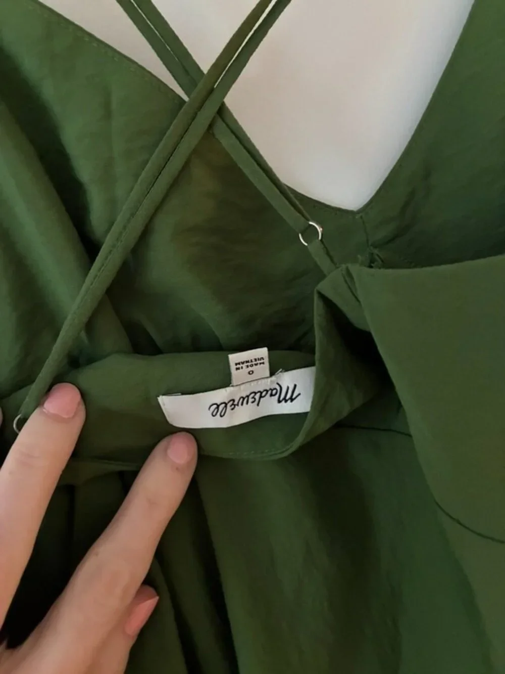 Madewell Crisscross Midi Slip Dress Olive Green 0 - Picture 4 of 4